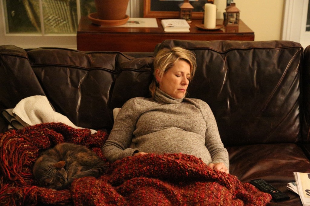 Samantha Brown Pregnancy Napping with a Cat