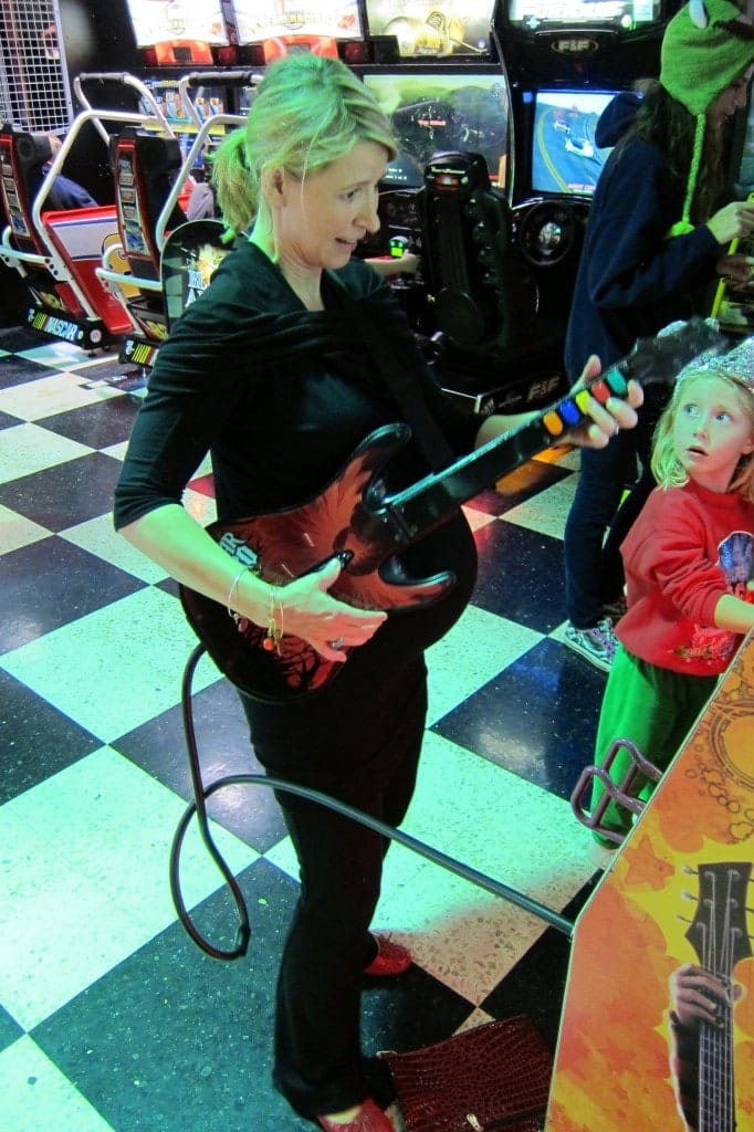 Samantha Brown playing Guitar Hero