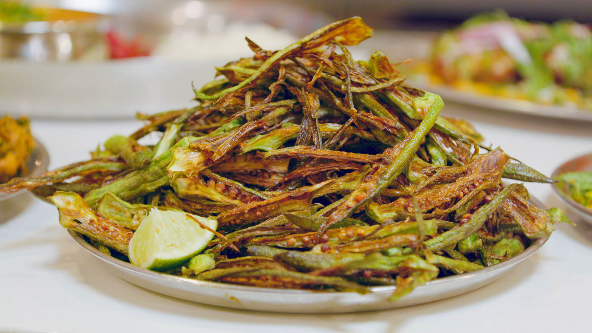 Okra dish at Chai Pani, Asheville, NC